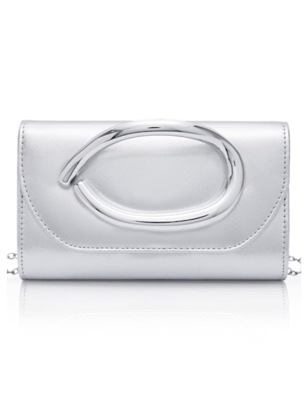 Leather Clutch Purse Vegan Leather 3D Acrylic Handle Removable Chain Strap